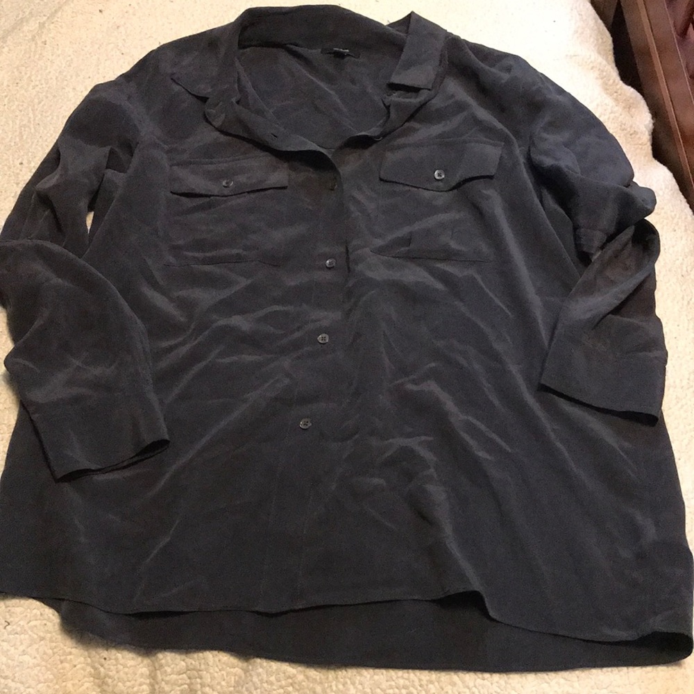 Rails Navy Silk Blouse